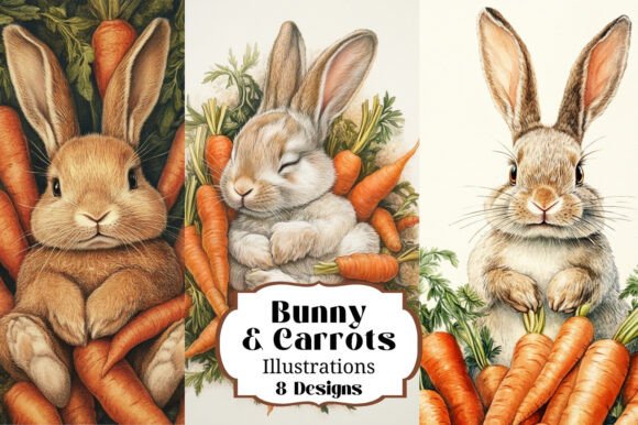 8 Adorable Bunny W Carrots Illustrations: A Design Asset Deep Dive