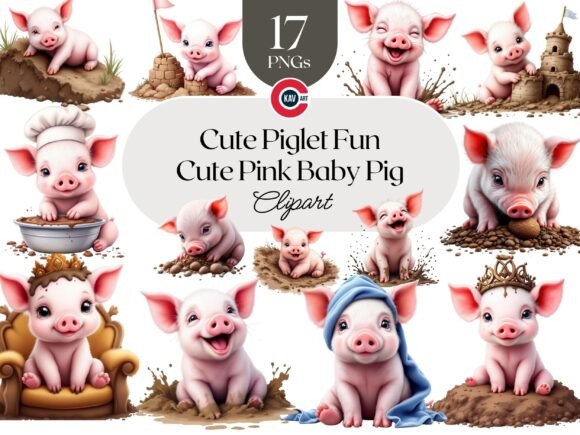 Bring Whimsy to Your Designs with Baby Pig Illustrations and Happy Pig PNG
