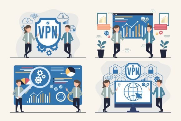 Business Analytics and VPN Illustrations: Design Assets