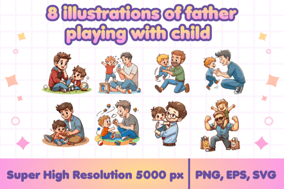 Celebrate Fatherhood: Vibrant Illustrations for Your Creative Projects