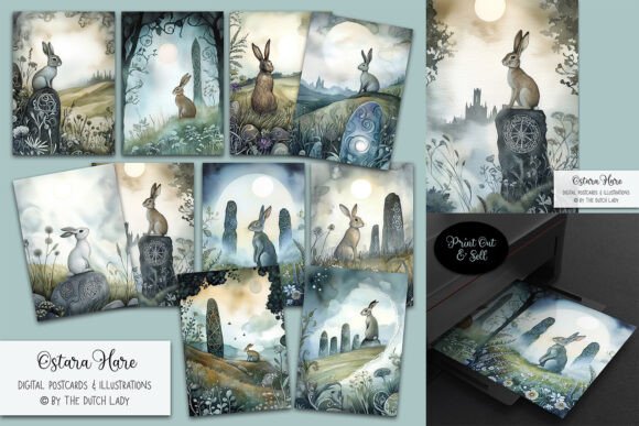 Celtic Spring Magic: Using Ostara Hare Postcard Illustrations