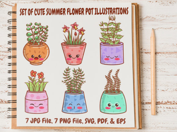 Charming Cute Summer Flower Pot Illustrations for Creatives