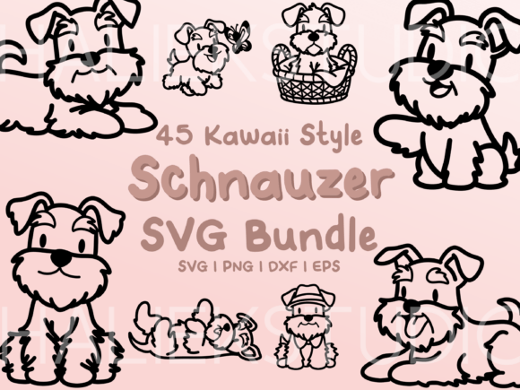 Charming Schnauzer SVG Illustrations for Creative Projects