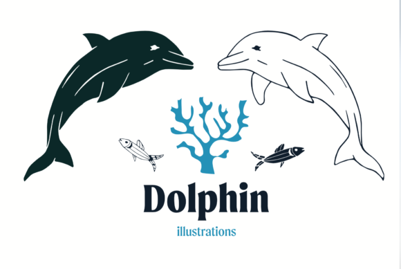 Dolphin and Fish Vector Illustrations for Modern Projects