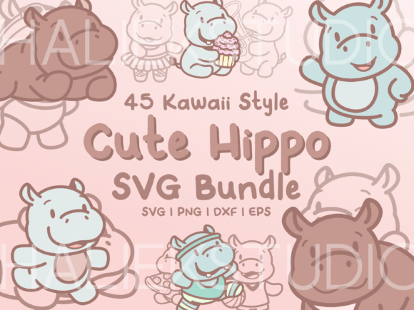Hippo SVG Illustrations: A Kawaii Collection for Creative Projects