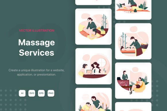 M141_Massage Service Illustrations: Visual Wellness for Your Brand