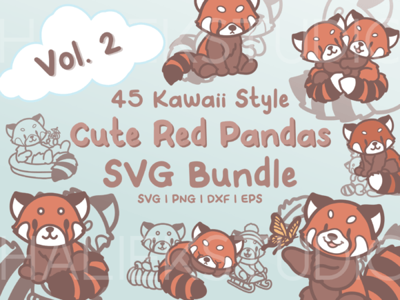 Red Pandas SVG Illustrations Vol. 2: Cute Kawaii Clip Art