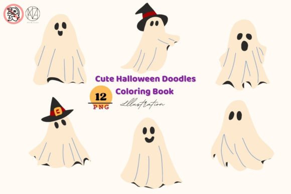 Spooky-Cute Ghost Illustrations for Halloween Projects