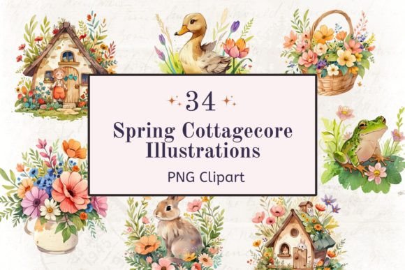 Spring Cottagecore Illustrations Clipart for Designers