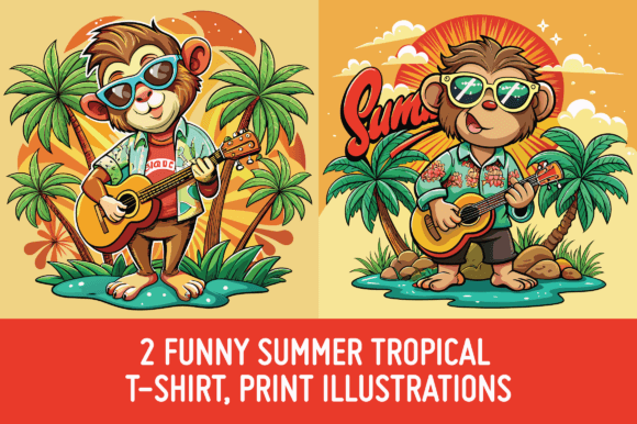 Summer Design Essentials: Monkey T-Shirt Illustrations