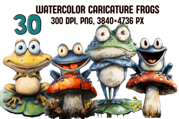The Playful Appeal of Watercolor Cartoon Frog Illustrations