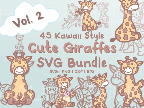 Unleash Playful Branding with Kawaii Giraffes SVG Illustrations