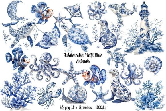 Unlock Coastal Charm with Delft Blue Illustrations