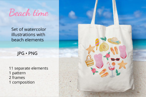 Watercolor Beach Time Illustrations: A Summer Design Toolkit